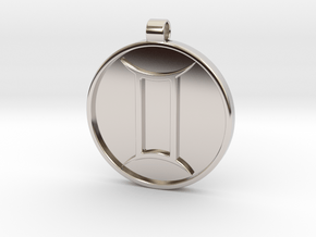 Zodiac KeyChain Medallion-GEMINI in Rhodium Plated Brass