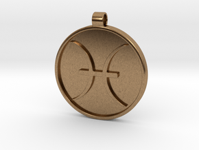 Zodiac KeyChain Medallion-PISCES in Natural Brass