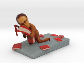 "Book Lover- by John Nickle - 4.25" Tall Sculpture in Full Color Sandstone