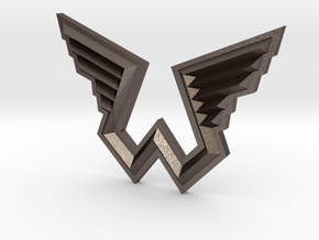 Wings Logo Pendant in Polished Bronzed Silver Steel