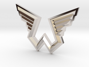 Wings Logo Pendant in Rhodium Plated Brass