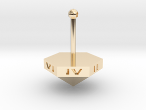 Teetotum - Six sided die spinning top in 14K Yellow Gold