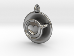 Coffee Love Pendant in Natural Silver