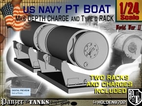 1/24 PT Boat Depth Charge W/ Rack Set 1 in Tan Fine Detail Plastic