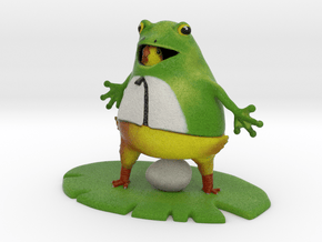 Chic in a Frog Suit - 4" Tall in Full Color Sandstone