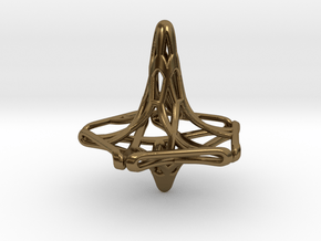 Penta-Fractal Spinning Top in Polished Bronze