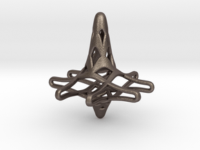 Quad-Fractal Spinning Top in Polished Bronzed Silver Steel