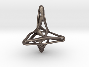 Tri-Fractal Spinning Top in Polished Bronzed Silver Steel