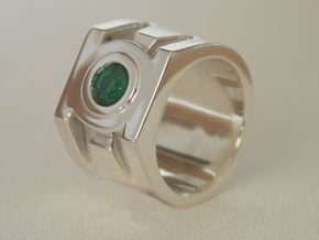 Green Lantern ring size 7 in Polished Silver