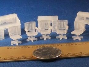 Rolltop desks and Chairs S Scale in Smooth Fine Detail Plastic