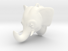 Stylized Elephant Pendant in White Processed Versatile Plastic