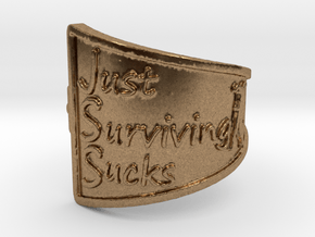 Just Surviving Sucks Satire Ring Size 7 in Natural Brass