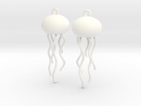 Jellyfish Earrings in White Processed Versatile Plastic