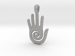 Hopi Spiral Hand Creativity Symbol Jewelry Pendant in Aluminum