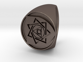 Custom Signet Ring 27 in Polished Bronzed Silver Steel