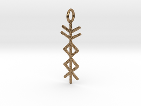 Prosperity Bind Rune Pendant in Natural Brass
