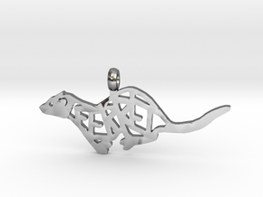 Ferret pendant in Polished Silver