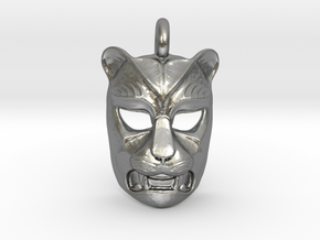 Leopard kabuki-style Pendant in Natural Silver