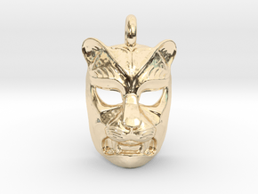 Leopard kabuki-style Pendant in 14k Gold Plated Brass