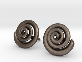 Spiral Earrings  in Polished Bronzed Silver Steel
