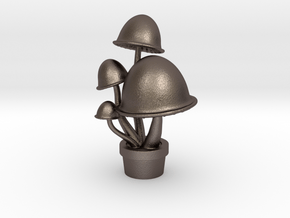 Mushroom Pendant in Polished Bronzed Silver Steel