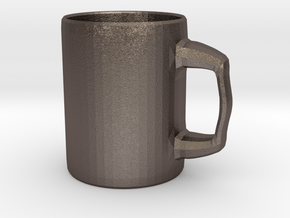 Designers Mug for Coffee or else in Polished Bronzed Silver Steel
