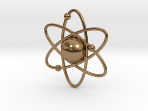 Atom Necklace Charm in Natural Brass