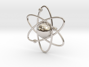 Atom Necklace Charm in Rhodium Plated Brass