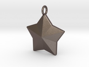 Geometric Star Pendant in Polished Bronzed Silver Steel