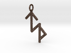 Success Bind Rune Pendant in Polished Bronze Steel