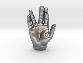 Spock Vulcan Hand Pendant in Natural Silver