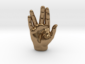 Spock Vulcan Hand Pendant in Natural Brass