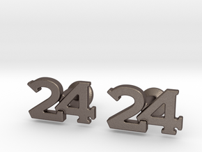 Monogram Cufflinks 24 in Polished Bronzed Silver Steel
