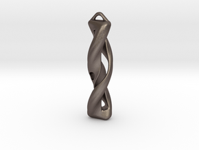 Twisted Pendant in Polished Bronzed Silver Steel