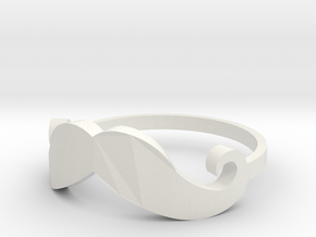 Mustache Ring size 6 in White Natural Versatile Plastic