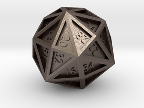 d48 - Disdyakis Dodecahedron in Polished Bronzed Silver Steel