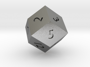 Rhombic 12-sided die in Natural Silver