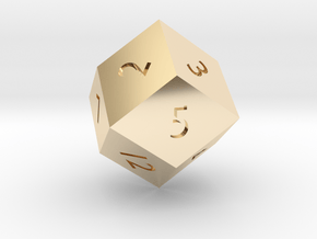 Rhombic 12-sided die in 14K Yellow Gold
