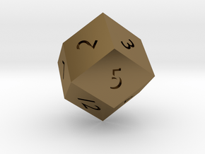 Rhombic 12-sided die in Polished Bronze