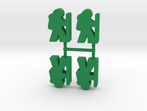 Hiker Meeple, 4-set in Green Processed Versatile Plastic