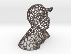 voronoi man in cap in Polished Bronzed Silver Steel