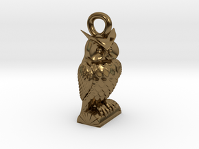 Owl Necklace Front Large in Polished Bronze