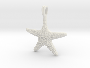 Starfish Symbol 3D Sculpted Jewelry Pendant in White Natural Versatile Plastic
