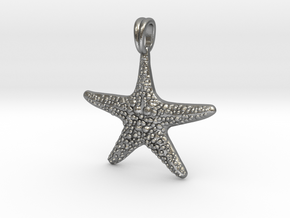 Starfish Symbol 3D Sculpted Jewelry Pendant in Natural Silver