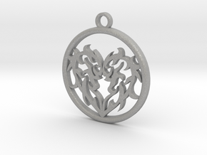 Circle Heart Pendant in Aluminum