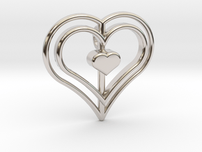 Three Heart Pendant in Rhodium Plated Brass