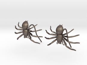 Spider Earring Two Pieces in Polished Bronzed Silver Steel