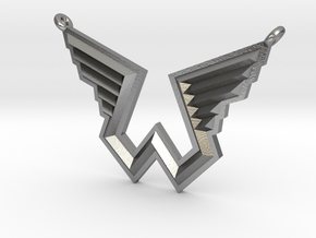 Wings Logo Necklace Pendant in Natural Silver