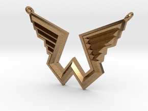 Wings Logo Necklace Pendant in Natural Brass