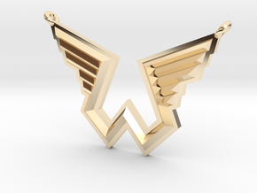 Wings Logo Necklace Pendant in 14k Gold Plated Brass